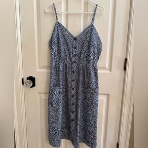 Blue Floral Button-Down Dress